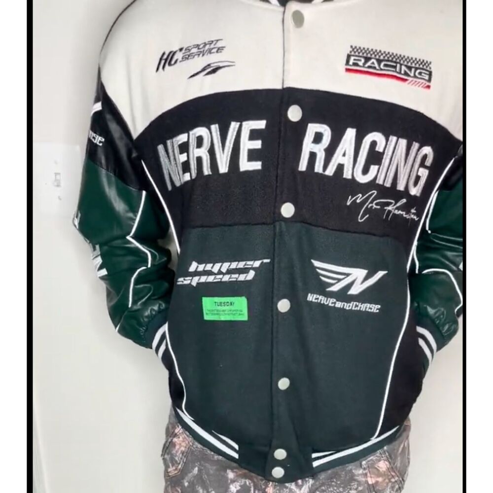 Men Baseball Collar Biker Jacket "Nerve Racing